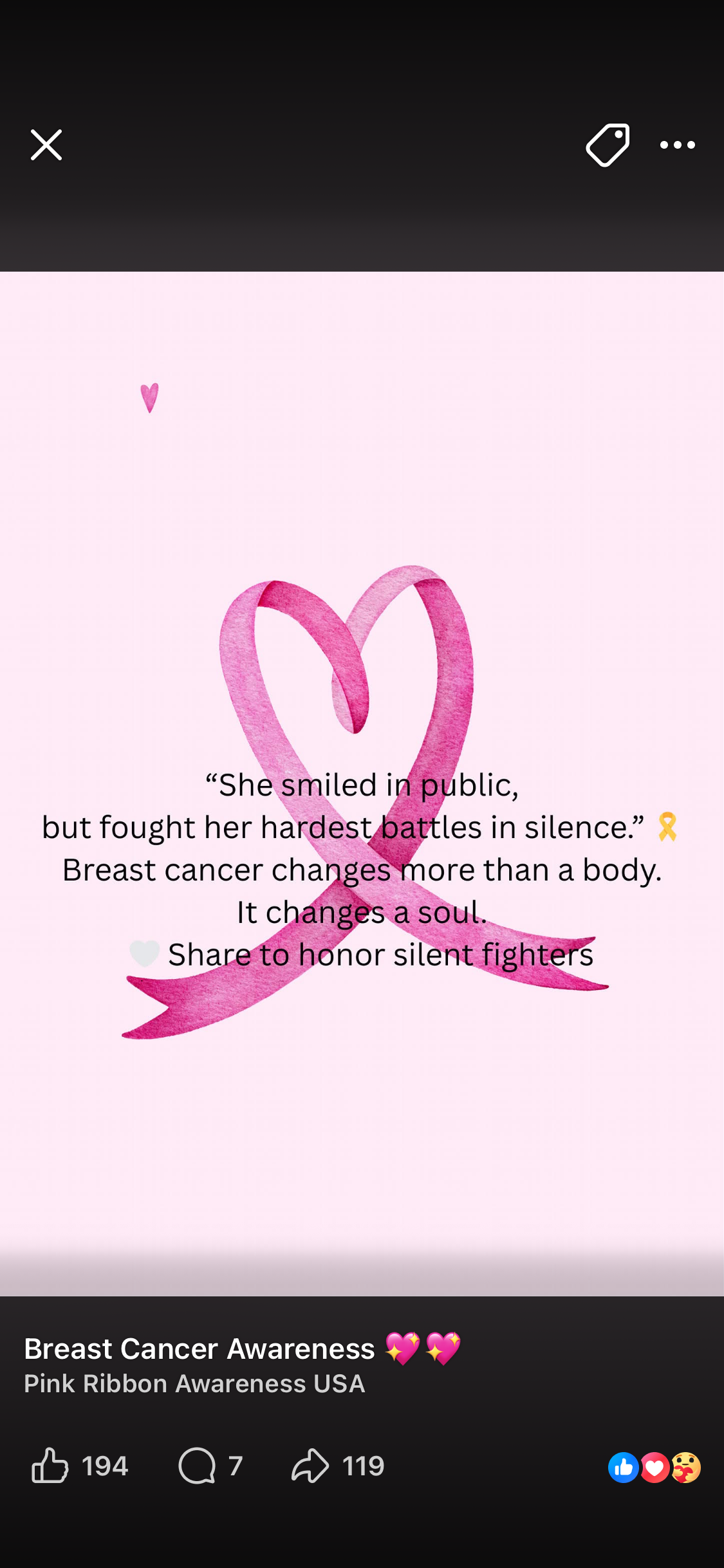 Breast cancer fight, encouragement